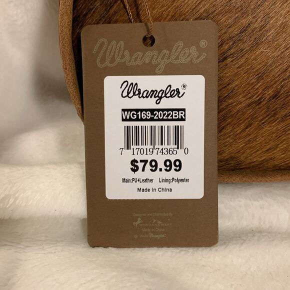 NWT Wrangler Genuine Hair-On Cowhide Tote Crossbody Bag - Brown - Picture 10 of 10